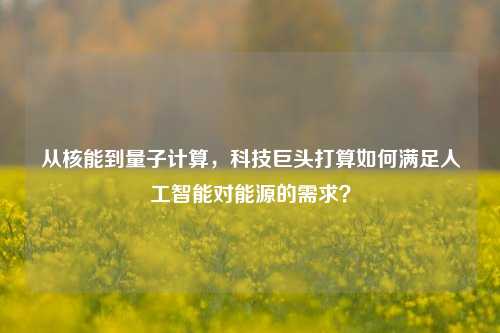 从核能到量子计算，科技巨头打算如何满足人工智能对能源的需求？-第1张图片-彩票资讯