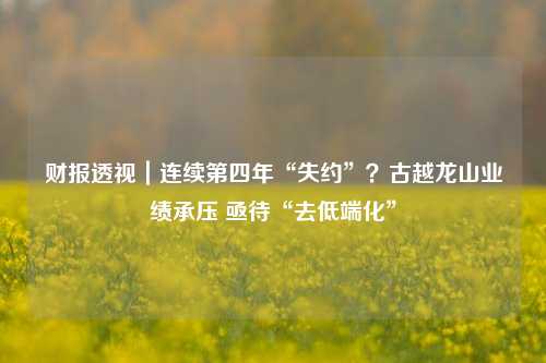 财报透视｜连续第四年“失约”？古越龙山业绩承压 亟待“去低端化”-第1张图片-彩票资讯