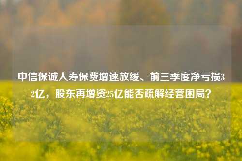 中信保诚人寿保费增速放缓、前三季度净亏损32亿，股东再增资25亿能否疏解经营困局？-第1张图片-彩票资讯