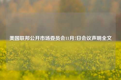 美国联邦公开市场委员会11月7日会议声明全文-第1张图片-彩票资讯