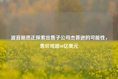 波音据悉正探索出售子公司杰普逊的可能性，售价或超60亿美元-第1张图片-彩票资讯