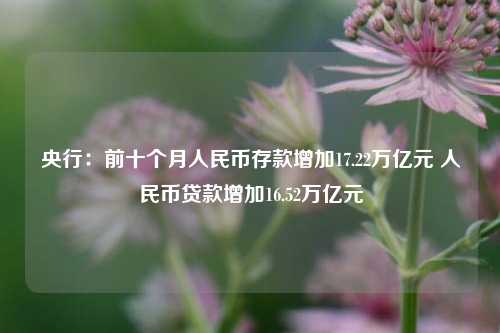 央行：前十个月人民币存款增加17.22万亿元 人民币贷款增加16.52万亿元-第1张图片-彩票资讯