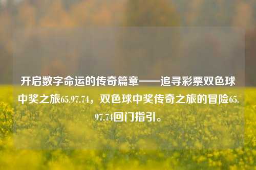 开启数字命运的传奇篇章——追寻彩票双色球中奖之旅65.97.74，双色球中奖传奇之旅的冒险65.97.74回门指引。，解锁65.97.74奇数旅程，追寻双色球中奖传奇篇章-第1张图片-彩票资讯