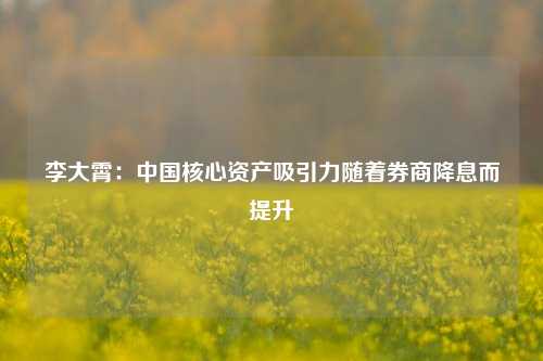 李大霄：中国核心资产吸引力随着券商降息而提升-第1张图片-彩票资讯