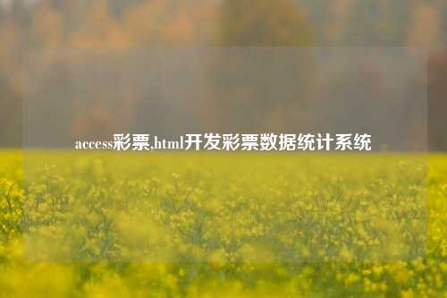 access彩票,html开发彩票数据统计系统-第1张图片-彩票资讯