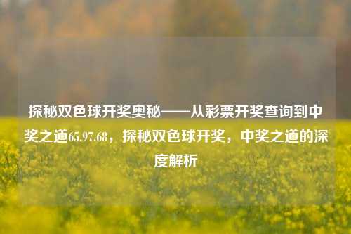 探秘双色球开奖奥秘——从彩票开奖查询到中奖之道65.97.68，探秘双色球开奖，中奖之道的深度解析，探寻双色球开奖背后密码-第1张图片-彩票资讯