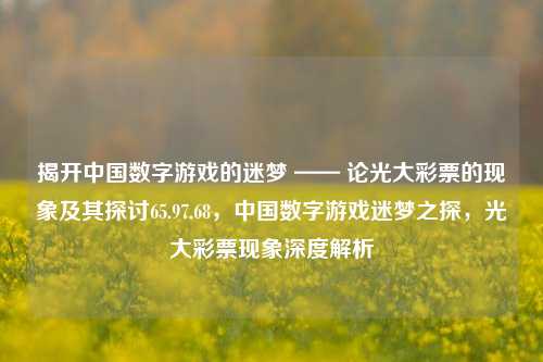 揭开中国数字游戏的迷梦 —— 论光大彩票的现象及其探讨65.97.68，中国数字游戏迷梦之探，光大彩票现象深度解析，中国数字游戏迷梦，光大彩票现象的深度解析与探讨-第1张图片-彩票资讯