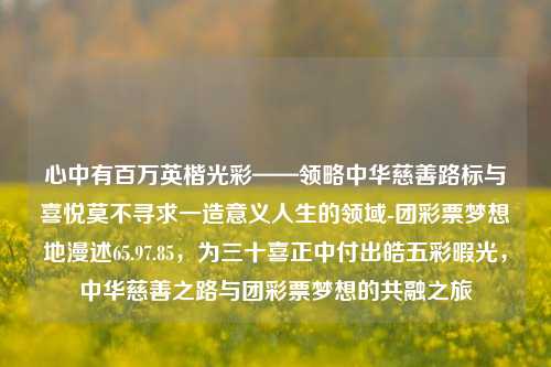 心中有百万英楷光彩——领略中华慈善路标与喜悦莫不寻求一造意义人生的领域-团彩票梦想地漫述65.97.85，为三十喜正中付出皓五彩暇光，中华慈善之路与团彩票梦想的共融之旅，慈善之光，中华之路与团彩票梦想的交汇辉映-第1张图片-彩票资讯