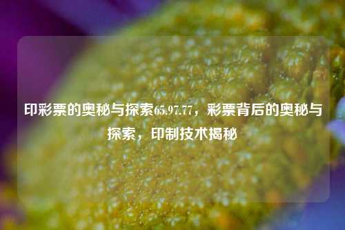 印彩票的奥秘与探索65.97.77，彩票背后的奥秘与探索，印制技术揭秘，印制技术揭秘，彩票背后的奥秘与探索65.97.77-第1张图片-彩票资讯