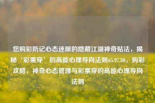 您购彩防记心态迷眼的隐藏江湖神奇贴法，揭秘‘彩票穿’的高能心理导向法则65.97.80，购彩攻略，神奇心态管理与彩票穿的高能心理导向法则，彩票购彩心态管理与神奇心理导向法则的隐藏江湖秘籍-第1张图片-彩票资讯