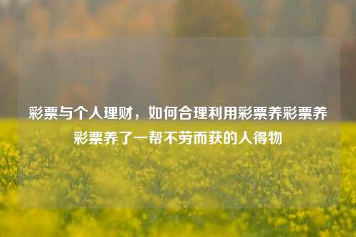 彩票与个人理财，如何合理利用彩票养彩票养彩票养了一帮不劳而获的人得物-第1张图片-彩票资讯