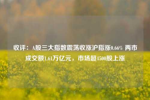 收评：A股三大指数震荡收涨沪指涨0.66% 两市成交额1.61万亿元，市场超4500股上涨-第1张图片-彩票资讯