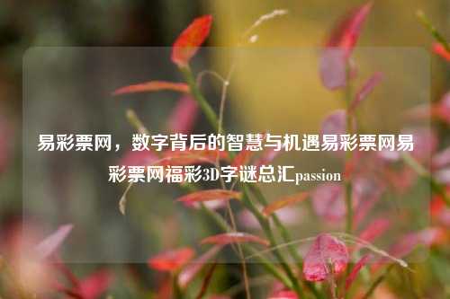 易彩票网，数字背后的智慧与机遇易彩票网易彩票网福彩3D字谜总汇passion-第1张图片-彩票资讯