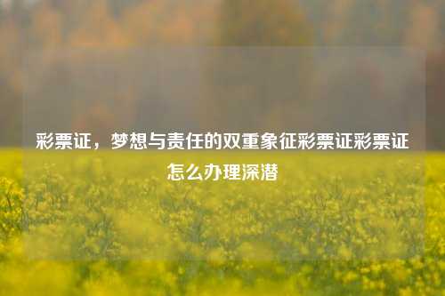 彩票证，梦想与责任的双重象征彩票证彩票证怎么办理深潜-第1张图片-彩票资讯