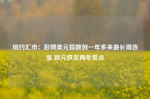 纽约汇市：彭博美元指数创一年多来最长周连涨 欧元跌至两年低点-第1张图片-彩票资讯