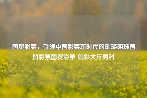 国贸彩票，引领中国彩票新时代的璀璨明珠国贸彩票国贸彩票-购彩大厅男科-第1张图片-彩票资讯