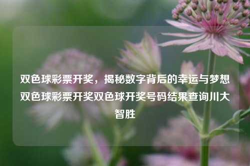 双色球彩票开奖，揭秘数字背后的幸运与梦想双色球彩票开奖双色球开奖号码结果查询川大智胜-第1张图片-彩票资讯