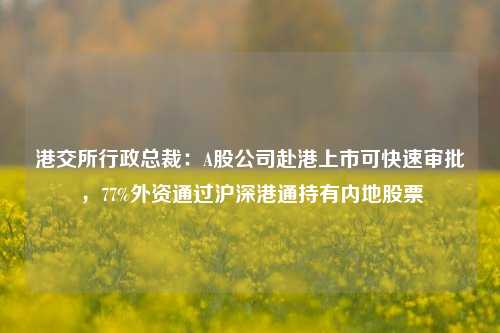 港交所行政总裁：A股公司赴港上市可快速审批，77%外资通过沪深港通持有内地股票-第1张图片-彩票资讯