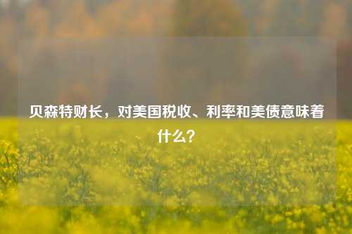 贝森特财长，对美国税收、利率和美债意味着什么？-第1张图片-彩票资讯