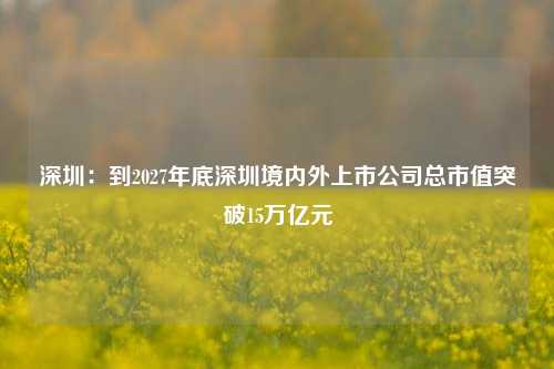 深圳：到2027年底深圳境内外上市公司总市值突破15万亿元-第1张图片-彩票资讯