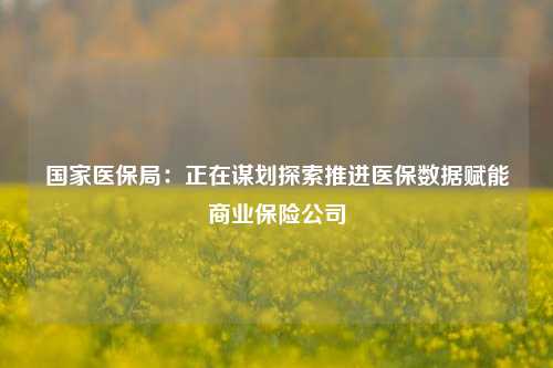 国家医保局：正在谋划探索推进医保数据赋能商业保险公司-第1张图片-彩票资讯