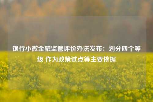 银行小微金融监管评价办法发布：划分四个等级 作为政策试点等主要依据-第1张图片-彩票资讯