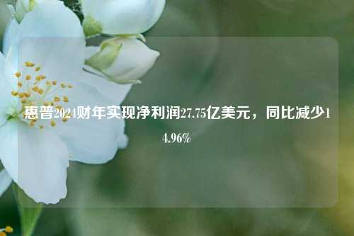 惠普2024财年实现净利润27.75亿美元，同比减少14.96%-第1张图片-彩票资讯