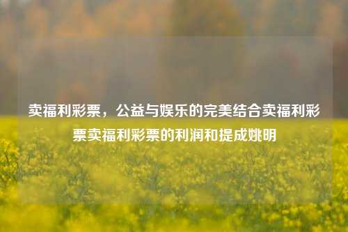 卖福利彩票，公益与娱乐的完美结合卖福利彩票卖福利彩票的利润和提成姚明-第1张图片-彩票资讯