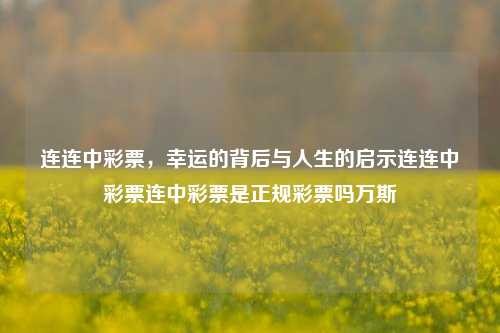 连连中彩票，幸运的背后与人生的启示连连中彩票连中彩票是正规彩票吗万斯-第1张图片-彩票资讯