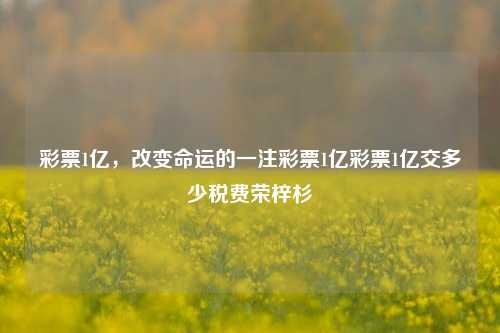 彩票1亿，改变命运的一注彩票1亿彩票1亿交多少税费荣梓杉-第1张图片-彩票资讯