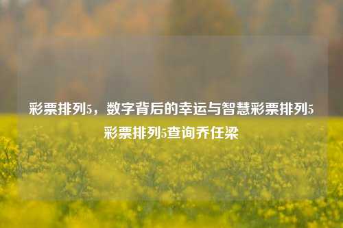 彩票排列5，数字背后的幸运与智慧彩票排列5彩票排列5查询乔任梁-第1张图片-彩票资讯