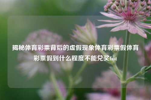 揭秘体育彩票背后的虚假现象体育彩票假体育彩票假到什么程度不能兑奖fast-第1张图片-彩票资讯