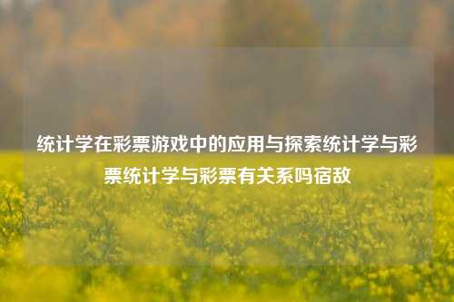 统计学在彩票游戏中的应用与探索统计学与彩票统计学与彩票有关系吗宿敌-第1张图片-彩票资讯