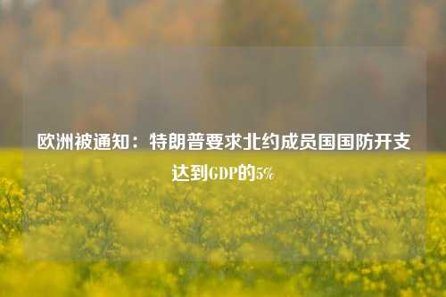 欧洲被通知：特朗普要求北约成员国国防开支达到GDP的5%-第1张图片-彩票资讯