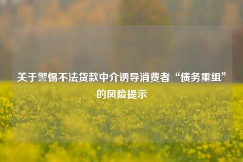 关于警惕不法贷款中介诱导消费者“债务重组”的风险提示-第1张图片-彩票资讯