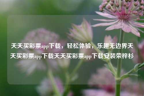 天天买彩票app下载，轻松体验，乐趣无边界天天买彩票app下载天天买彩票app下载安装荣梓杉-第1张图片-彩票资讯